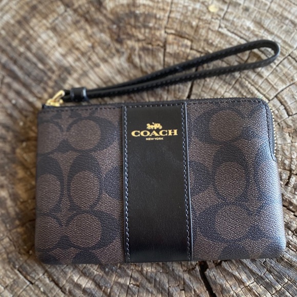 Coach Signature Leather Corner Zip Wristlet - Picture 2 of 3